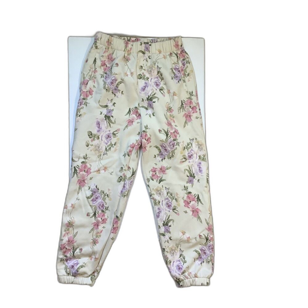 GAP x LoveShackFancy Cream Floral Jogger Sweatpants Size Med